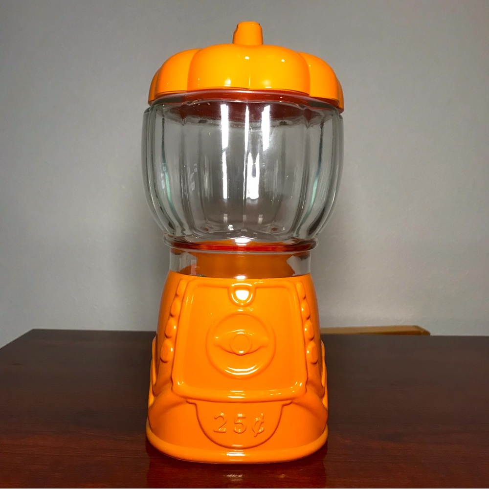 Target Bullseye Pumpkin Gumball Machine Orange Candy Jar 8" Tall USED 2023